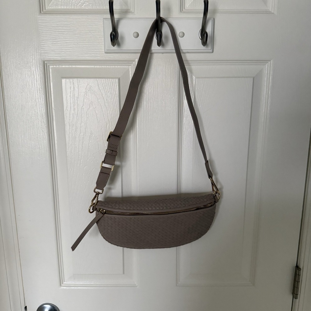 Quince Woven Leather Satchel in Taupe - Picture 12 of 14